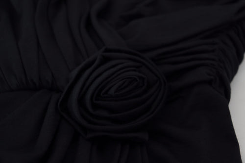 Dolce & Gabbana Black Wrap Sheath One Shoulder Wool Dress - ClickThatClicks 
