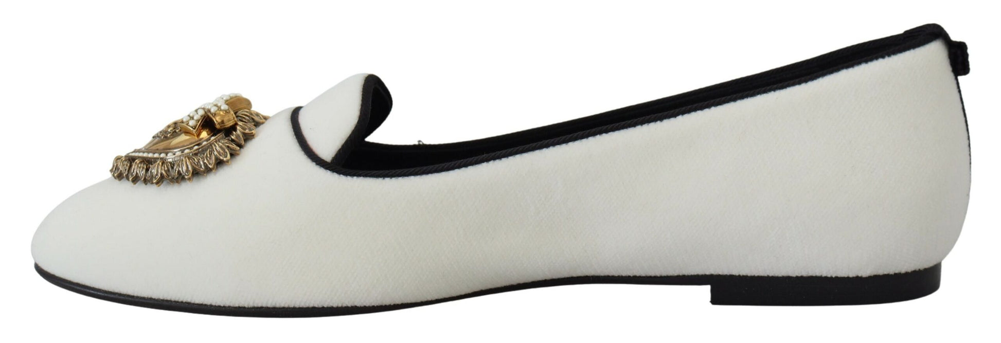 Dolce & Gabbana White Velvet Slip Ons Loafers Flats Shoes - ClickThatClicks 