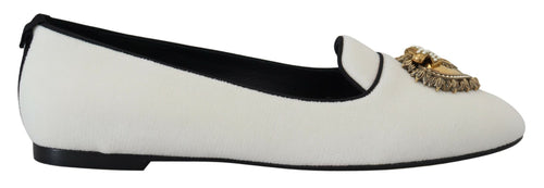Dolce & Gabbana White Velvet Slip Ons Loafers Flats Shoes - ClickThatClicks 