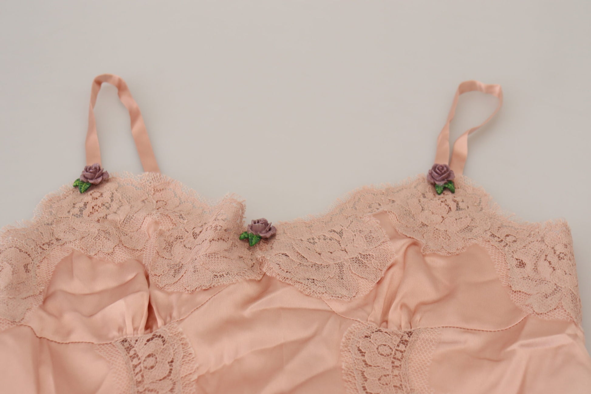 Dolce & Gabbana Pink Satin Lace Roses Tank Top Lingerie - ClickThatClicks 