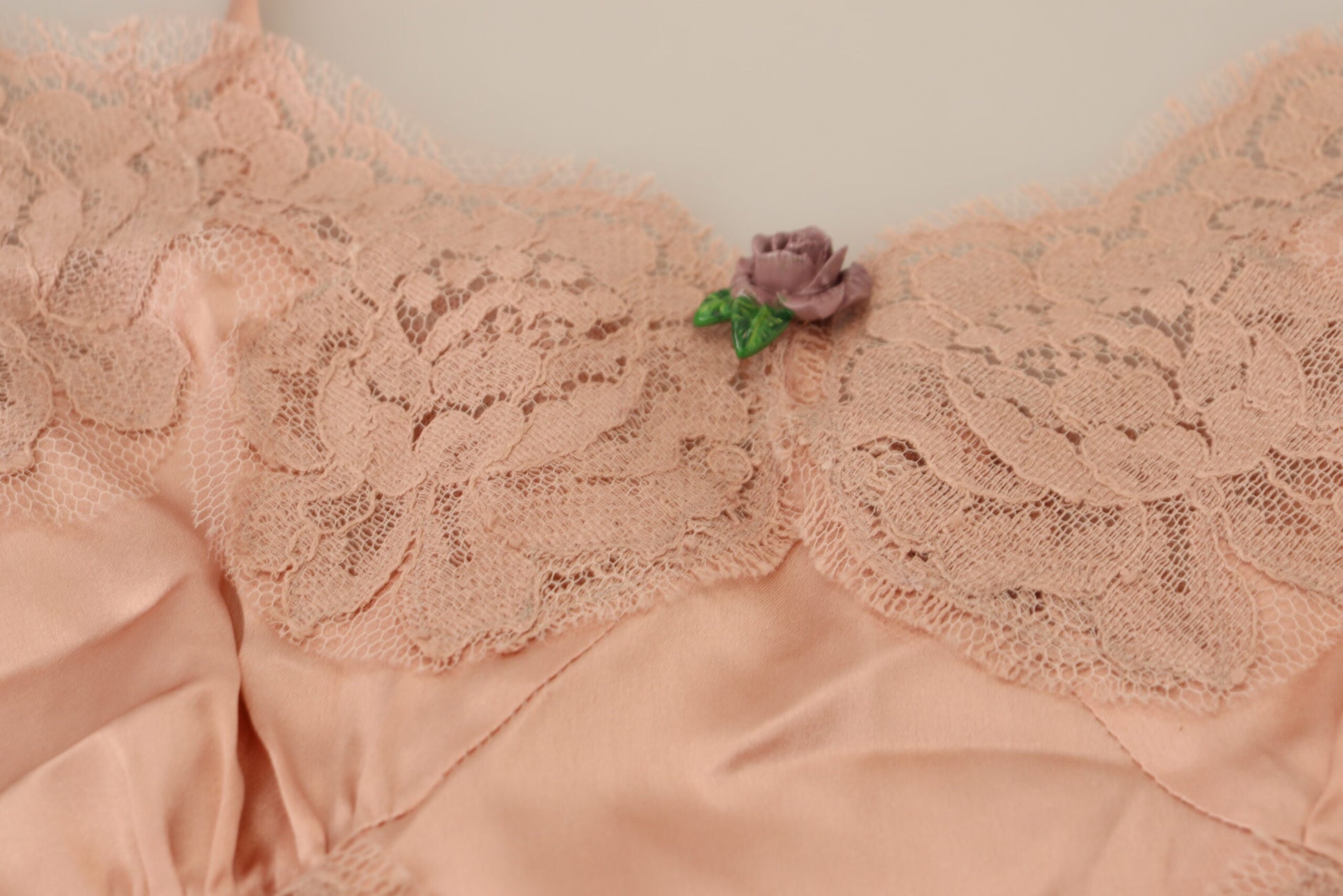Dolce & Gabbana Pink Satin Lace Roses Tank Top Lingerie - ClickThatClicks 