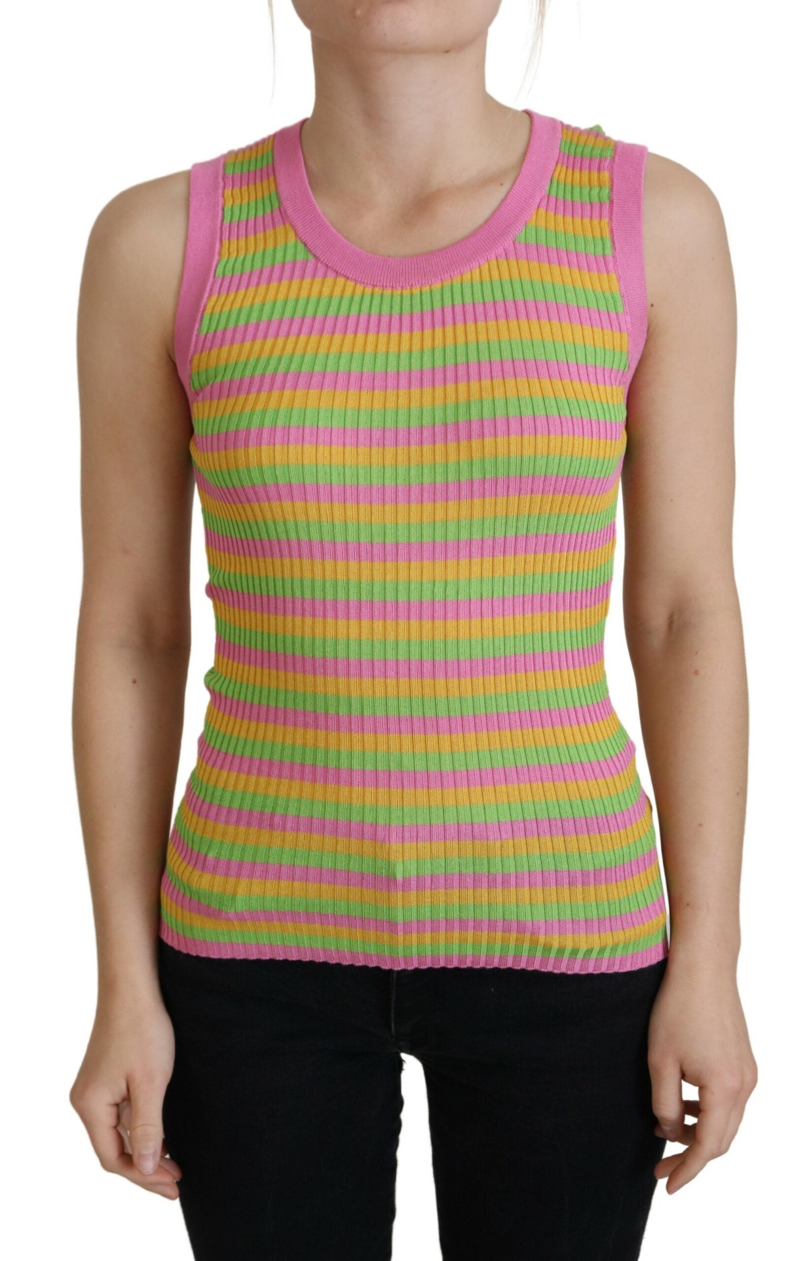 Dolce & Gabbana Multicolor Silk Vest Pullover Tank Top - ClickThatClicks 