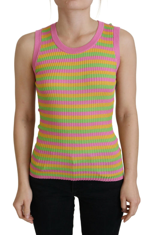 Dolce & Gabbana Multicolor Silk Vest Pullover Tank Top - ClickThatClicks 
