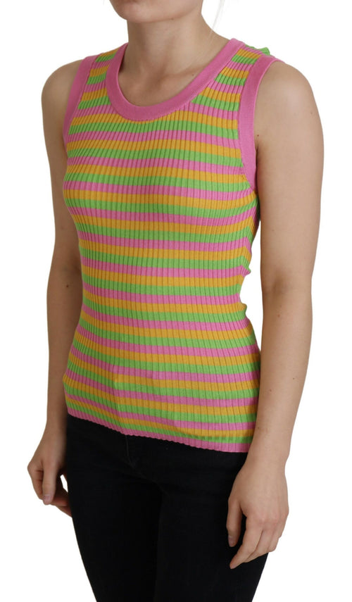 Dolce & Gabbana Multicolor Silk Vest Pullover Tank Top - ClickThatClicks 