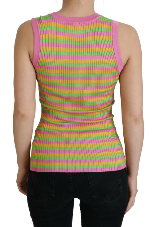 Dolce & Gabbana Multicolor Silk Vest Pullover Tank Top - ClickThatClicks 