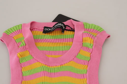 Dolce & Gabbana Multicolor Silk Vest Pullover Tank Top - ClickThatClicks 