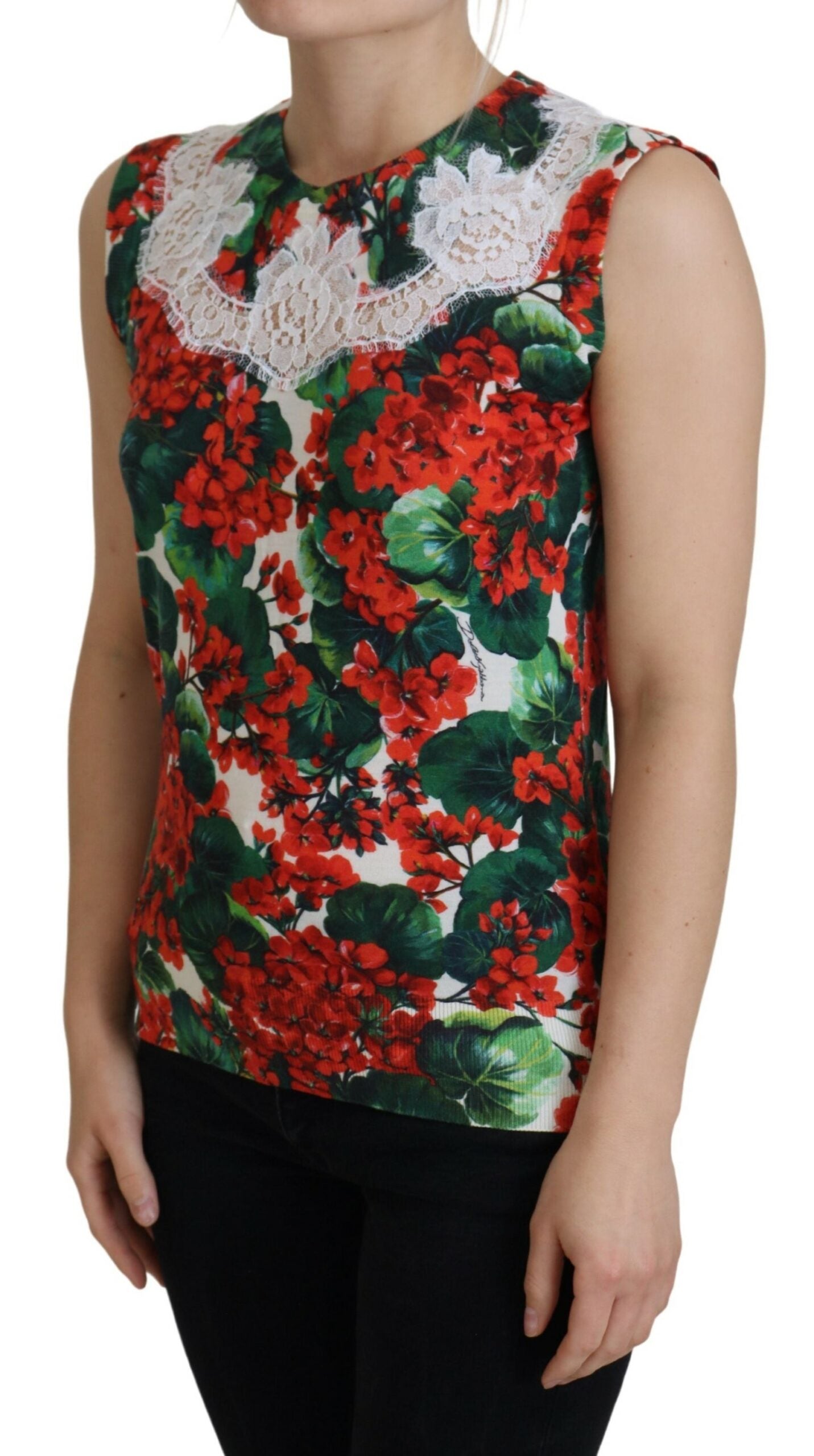 Dolce & Gabbana White Floral Wool Lace Vest Tank Top - ClickThatClicks 