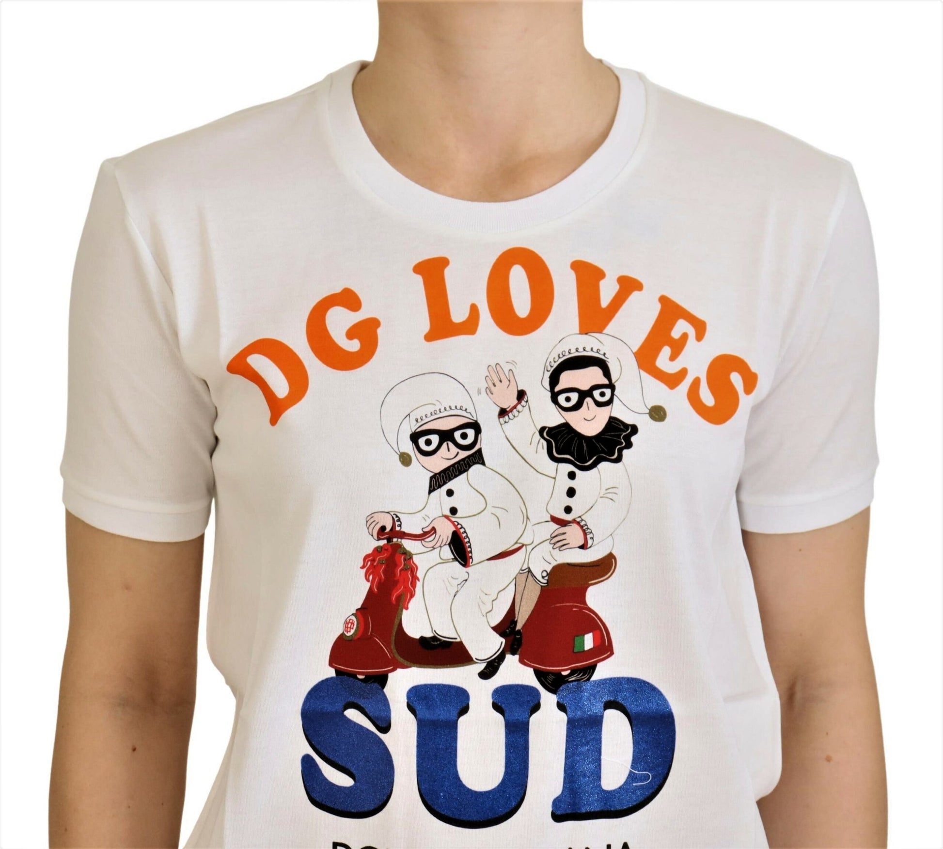 Dolce & Gabbana White Cotton DG Loves SUD  T-shirt - ClickThatClicks 