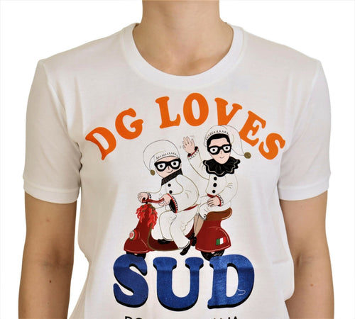 Dolce & Gabbana White Cotton DG Loves SUD  T-shirt - ClickThatClicks 