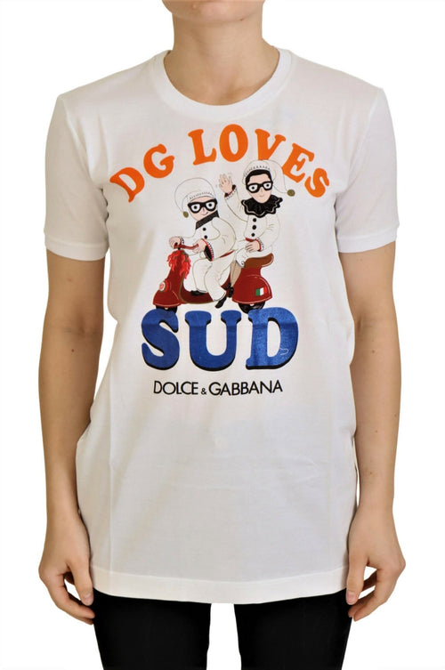 Dolce & Gabbana White Cotton DG Loves SUD  T-shirt - ClickThatClicks 