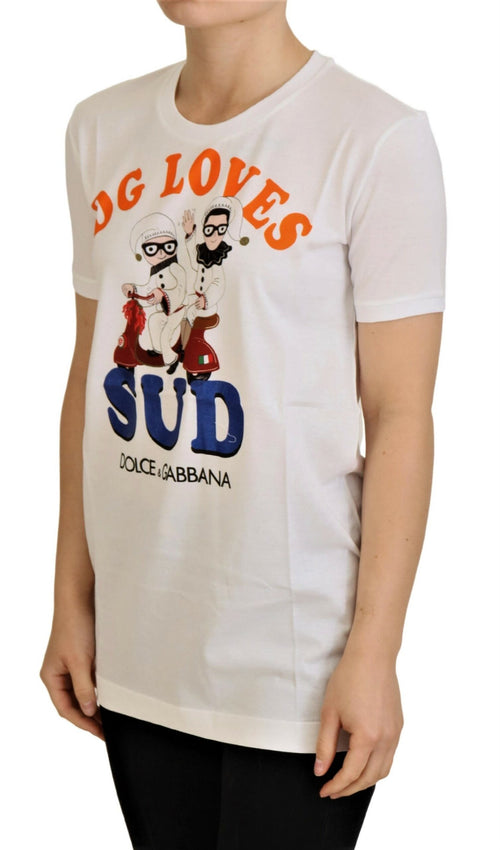 Dolce & Gabbana White Cotton DG Loves SUD  T-shirt - ClickThatClicks 