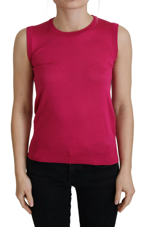 Dolce & Gabbana Pink Silk Vest Pullover Crewneck Tank Top - ClickThatClicks 