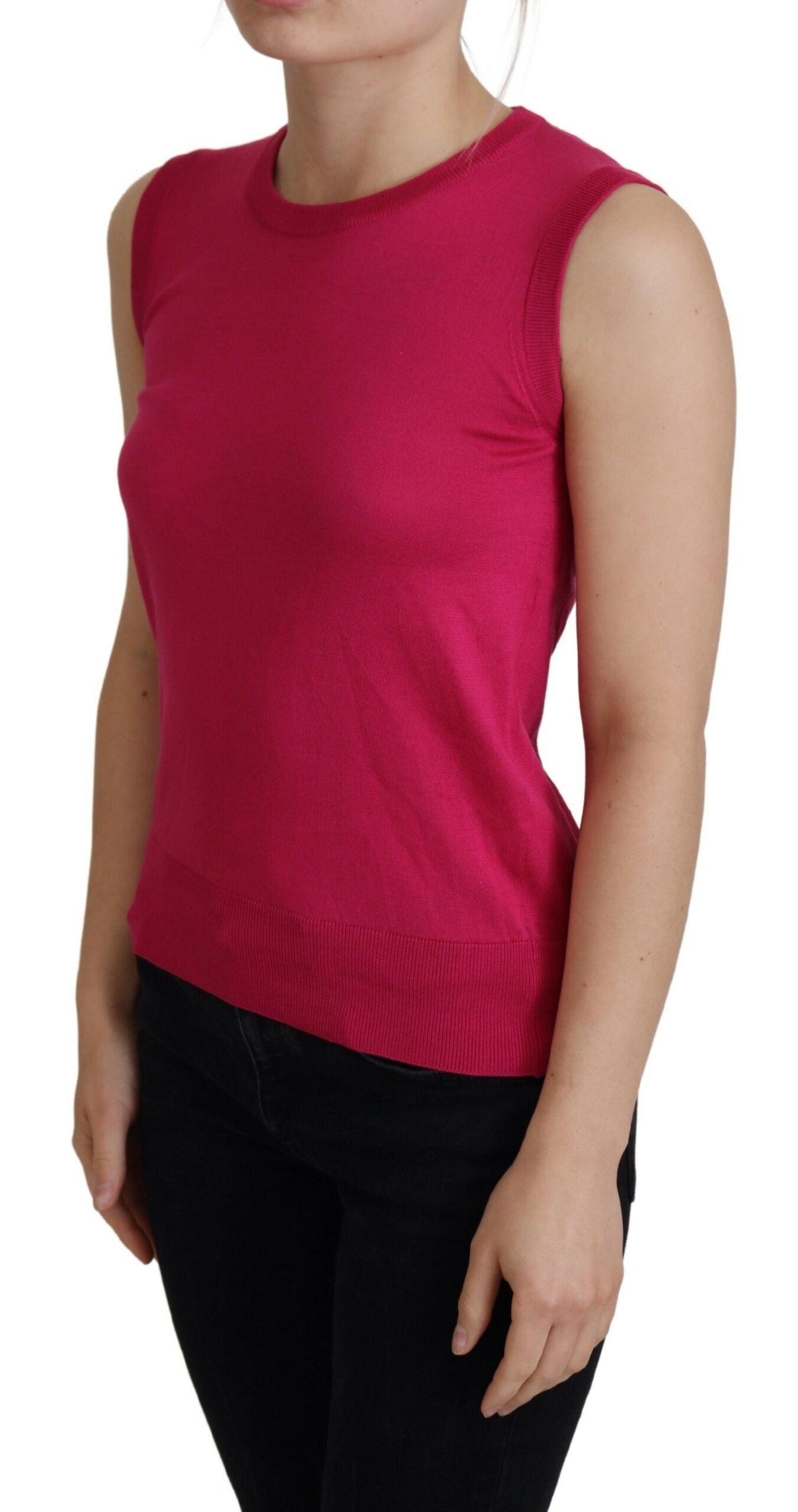 Dolce & Gabbana Pink Silk Vest Pullover Crewneck Tank Top - ClickThatClicks 