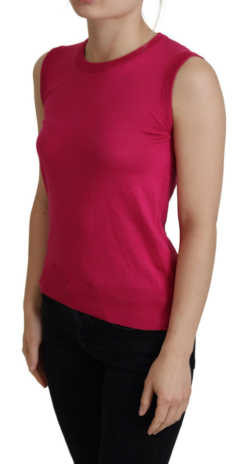 Dolce & Gabbana Pink Silk Vest Pullover Crewneck Tank Top - ClickThatClicks 