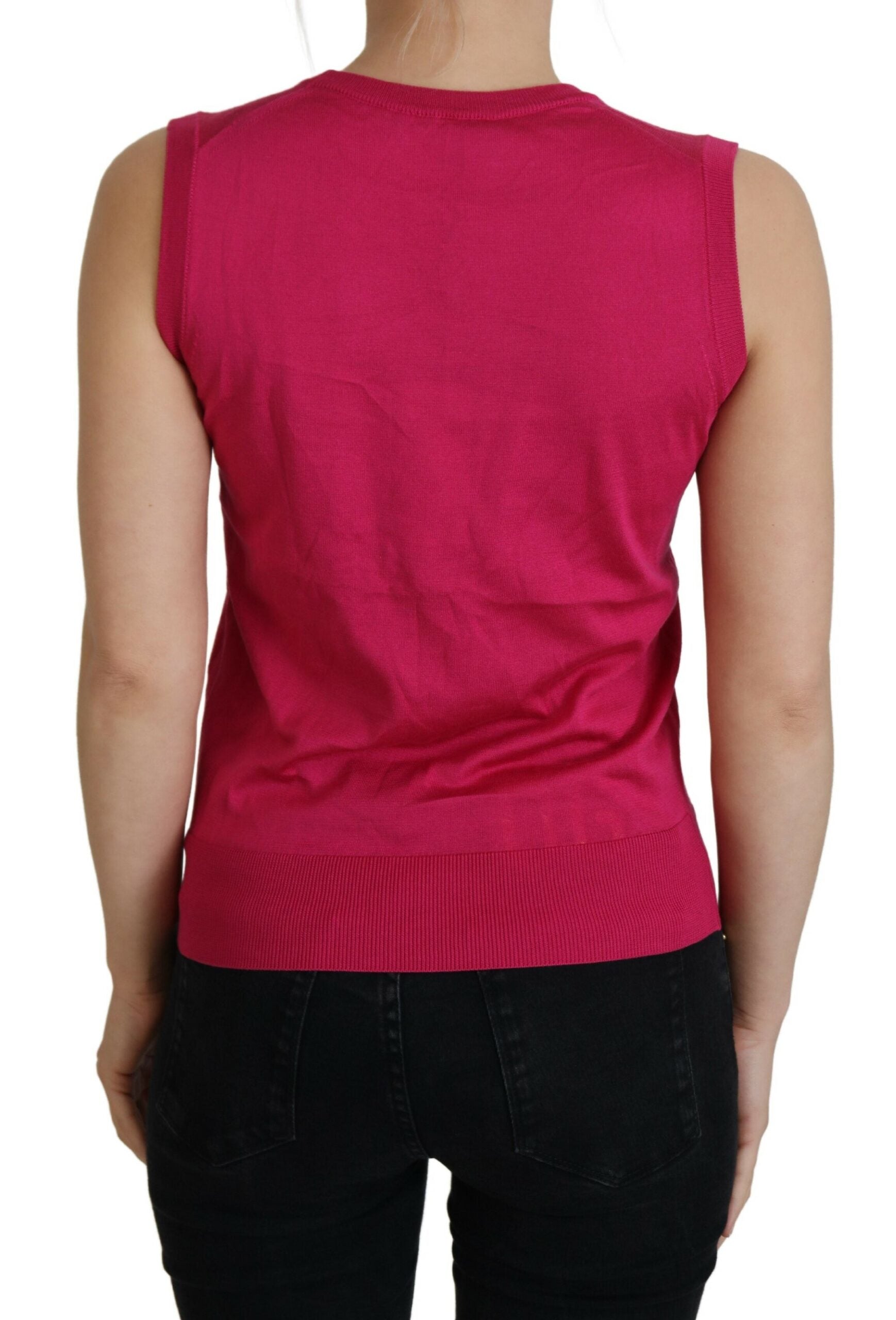 Dolce & Gabbana Pink Silk Vest Pullover Crewneck Tank Top - ClickThatClicks 