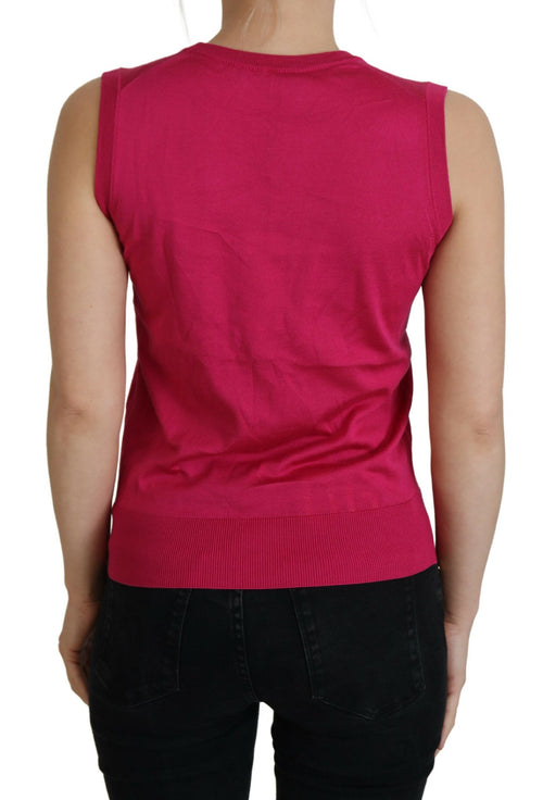 Dolce & Gabbana Pink Silk Vest Pullover Crewneck Tank Top - ClickThatClicks 