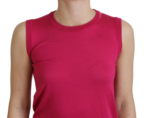 Dolce & Gabbana Pink Silk Vest Pullover Crewneck Tank Top - ClickThatClicks 