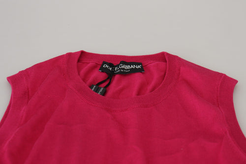 Dolce & Gabbana Pink Silk Vest Pullover Crewneck Tank Top - ClickThatClicks 