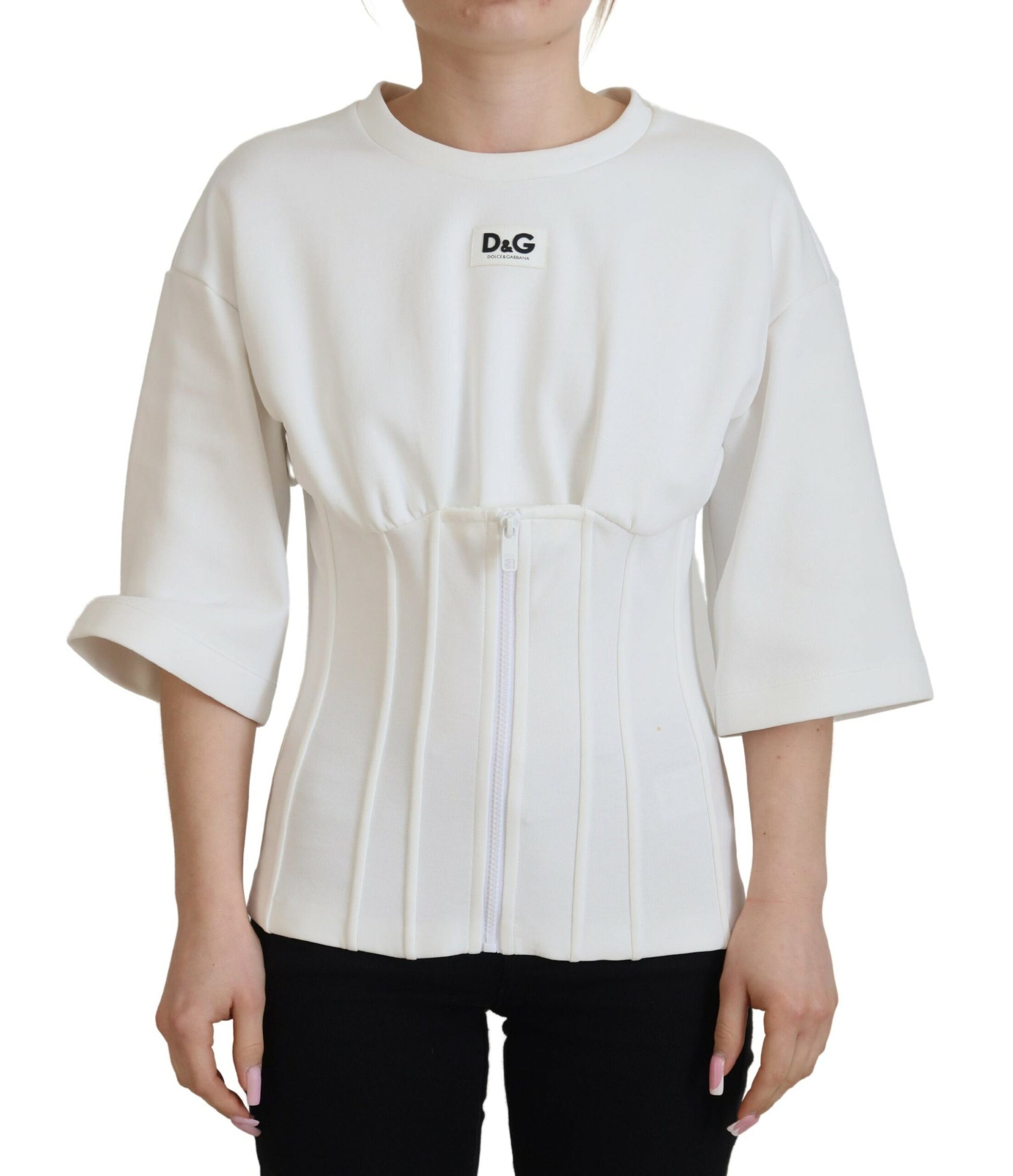 Dolce & Gabbana White Corset Stretch Cotton Top T-shirt - ClickThatClicks 