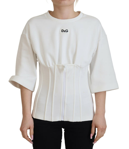 Dolce & Gabbana White Corset Stretch Cotton Top T-shirt - ClickThatClicks 