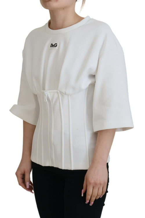Dolce & Gabbana White Corset Stretch Cotton Top T-shirt - ClickThatClicks 