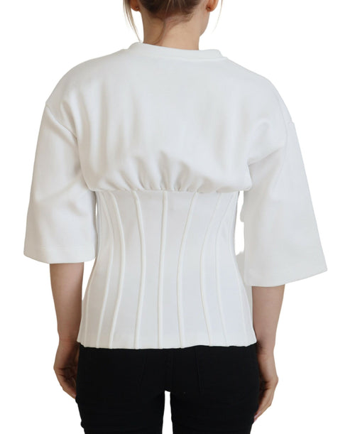 Dolce & Gabbana White Corset Stretch Cotton Top T-shirt - ClickThatClicks 