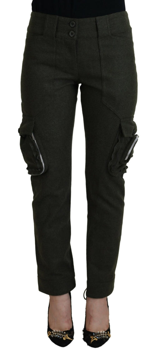 Ermanno Scervino Green Lace Up Leg Women Tapered Pants - ClickThatClicks 