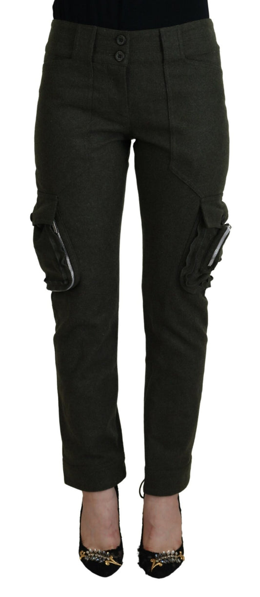 Ermanno Scervino Green Lace Up Leg Women Tapered Pants - ClickThatClicks 