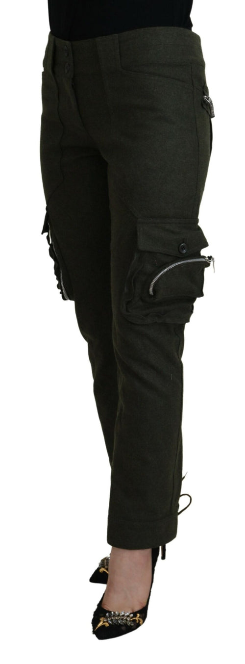 Ermanno Scervino Green Lace Up Leg Women Tapered Pants - ClickThatClicks 