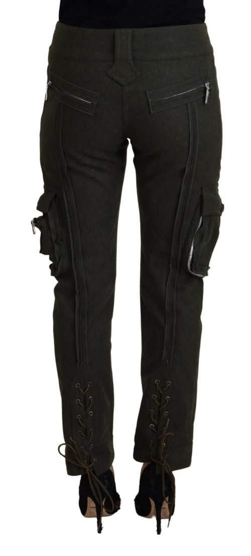 Ermanno Scervino Green Lace Up Leg Women Tapered Pants - ClickThatClicks 