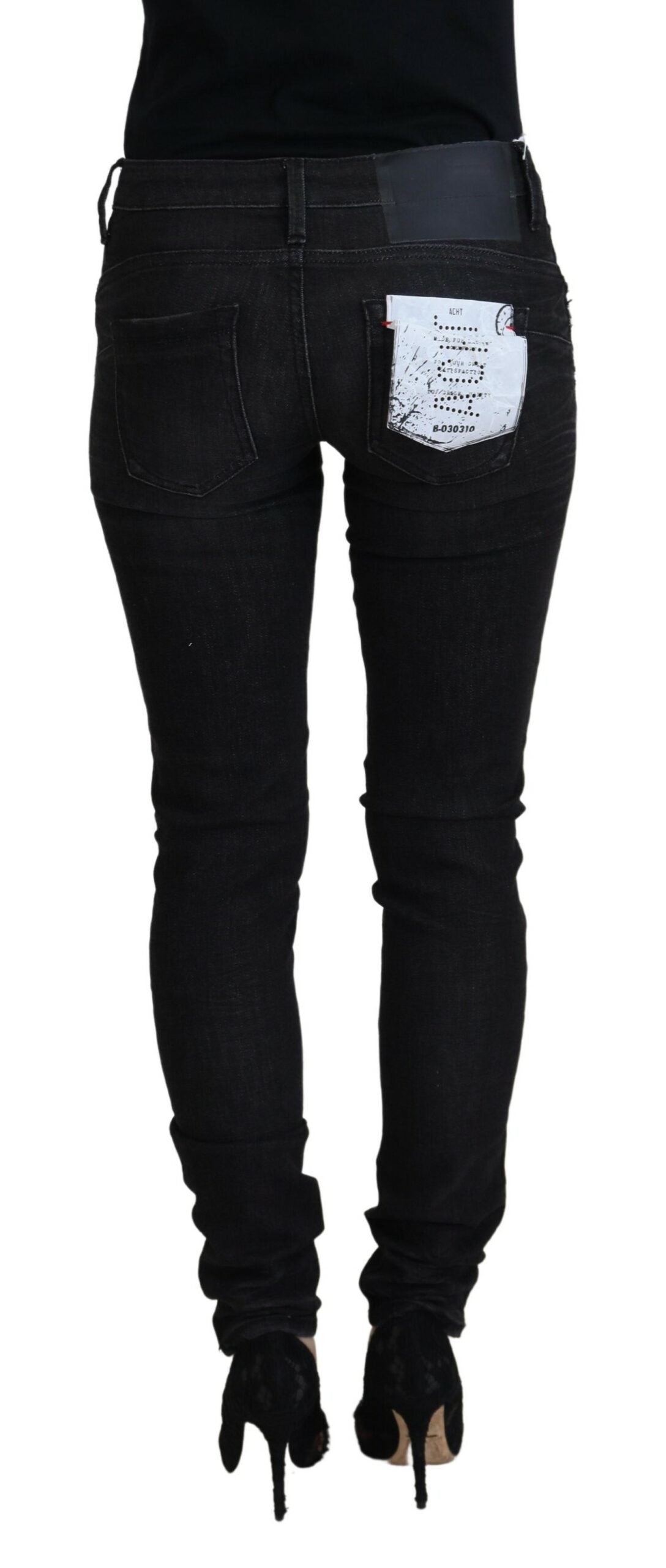 Acht Black Cotton Slim Fit Women Casual Denim Jeans - ClickThatClicks 