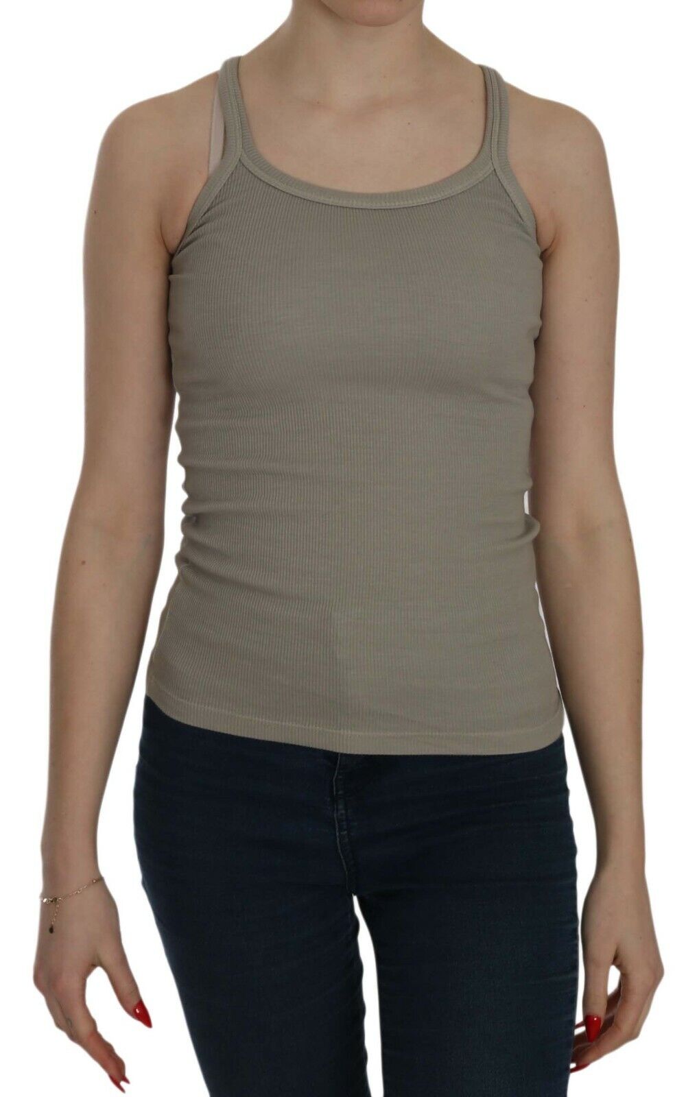 PINK MEMORIES Beige Sleeveless Spaghetti Strap Tank Blouse - ClickThatClicks 