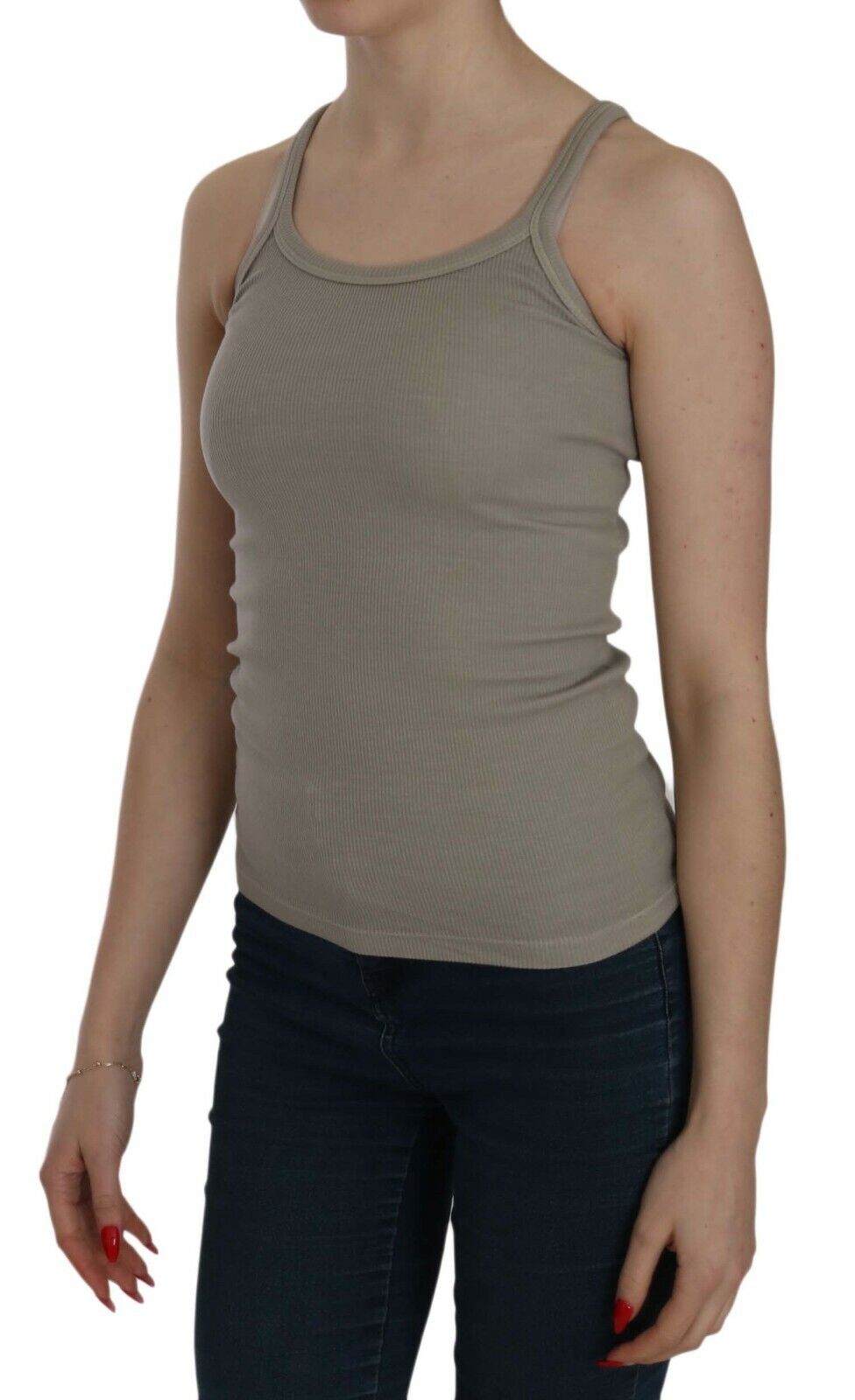 PINK MEMORIES Beige Sleeveless Spaghetti Strap Tank Blouse - ClickThatClicks 