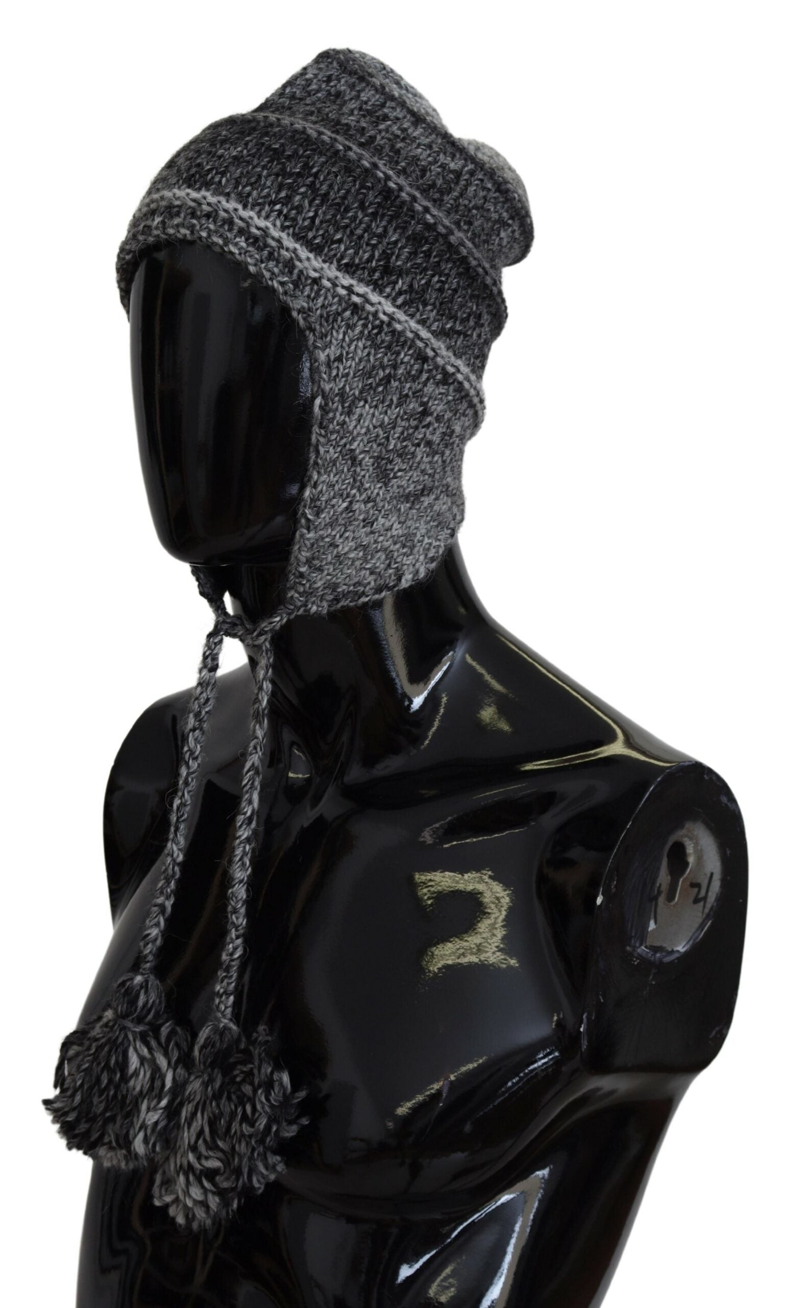 Dolce & Gabbana Gray Warm Fleece Ear Flaps Knit Beanie Hat - ClickThatClicks 