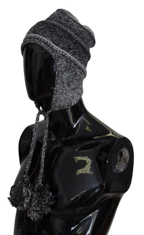 Dolce & Gabbana Gray Warm Fleece Ear Flaps Knit Beanie Hat - ClickThatClicks 