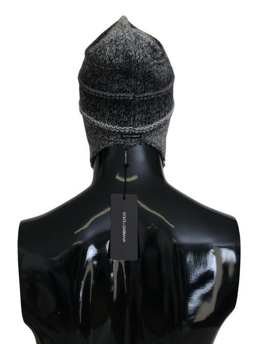 Dolce & Gabbana Gray Warm Fleece Ear Flaps Knit Beanie Hat - ClickThatClicks 