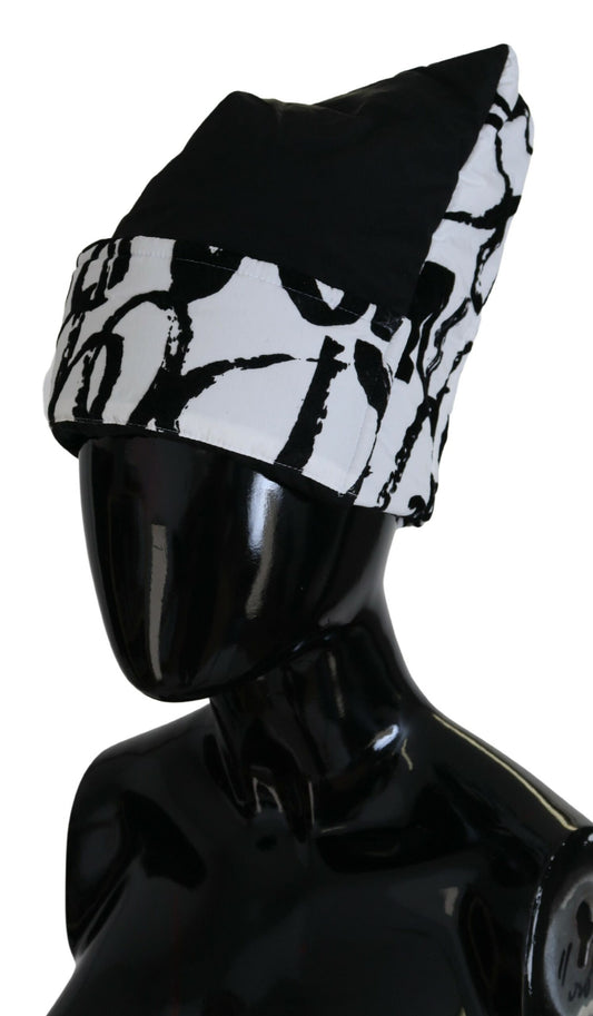 Dolce & Gabbana White Printed Nylon Women Winter Beanie Cap Hat - ClickThatClicks 