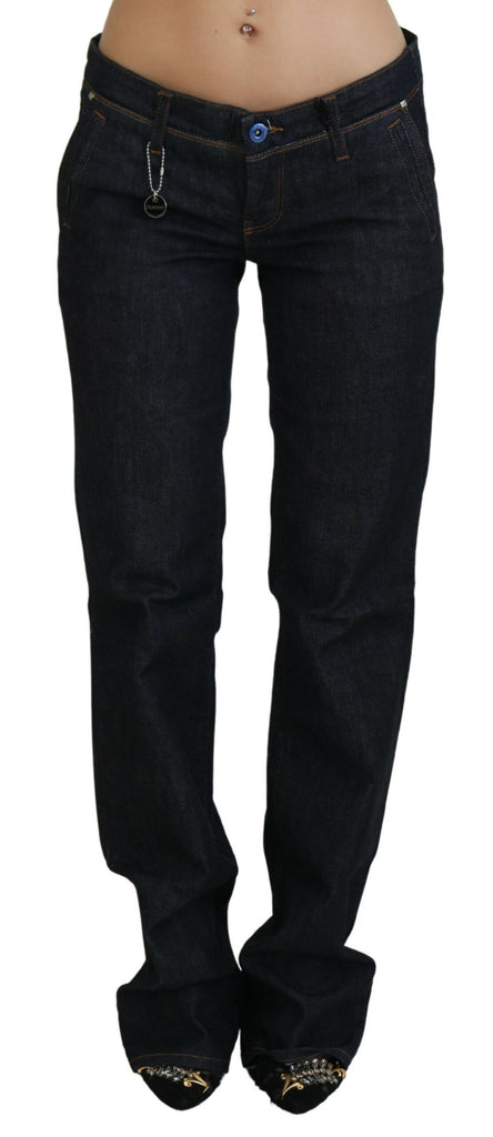 Costume National Blue Low Waist Straight Denim Pants Jeans