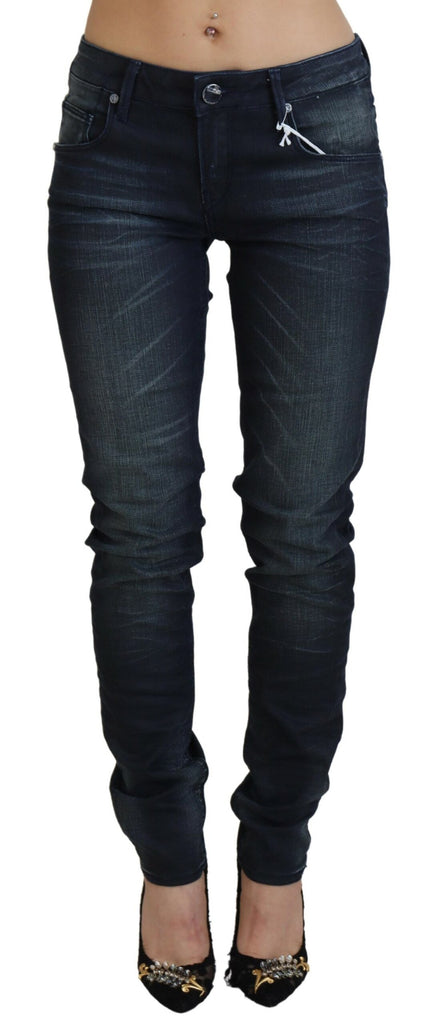 Acht Blue Washed Low Waist Slim Fit Cotton Denim Jeans