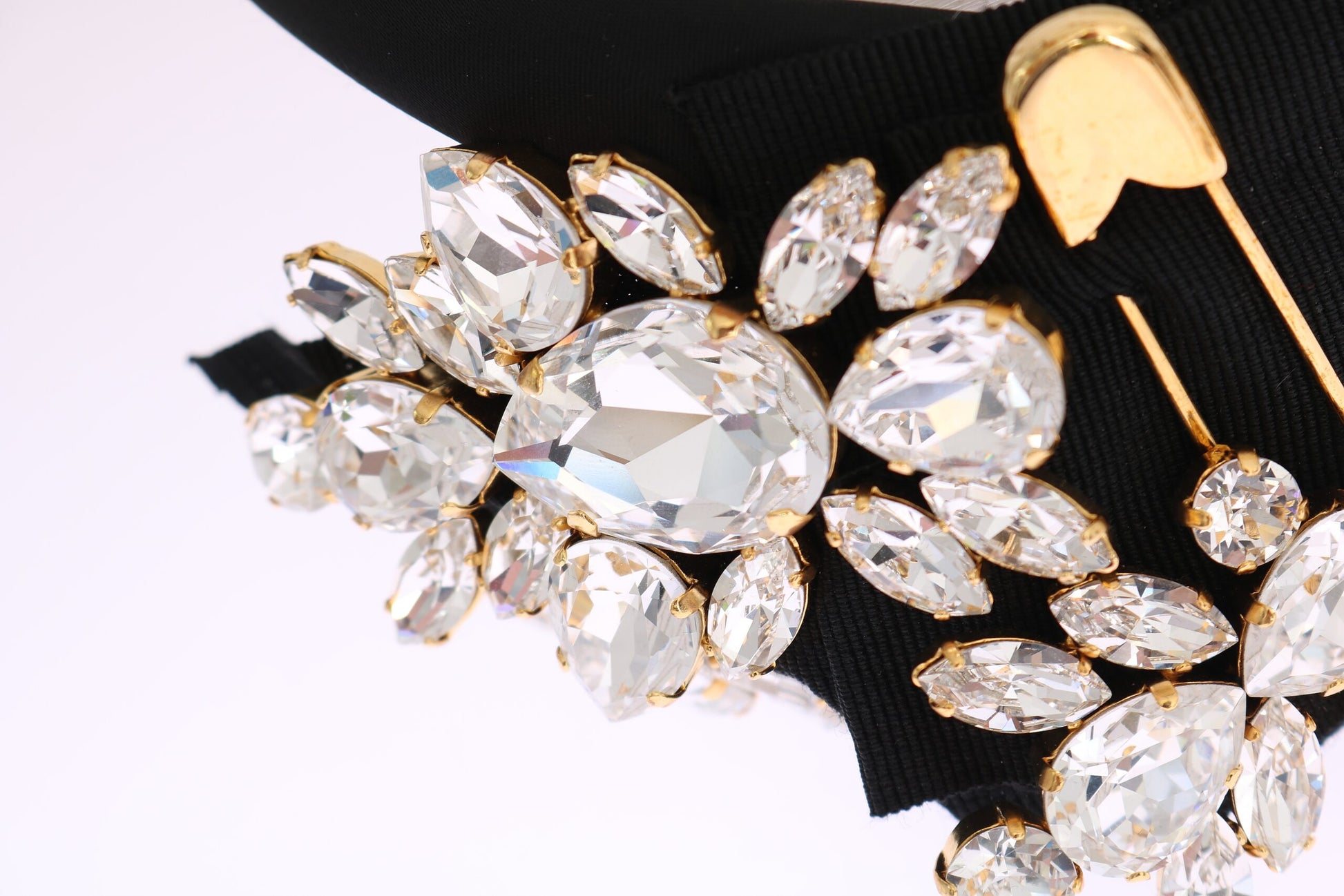 Dolce & Gabbana Black Crystal White Hair Parrucchiera Headband Diadem - ClickThatClicks 