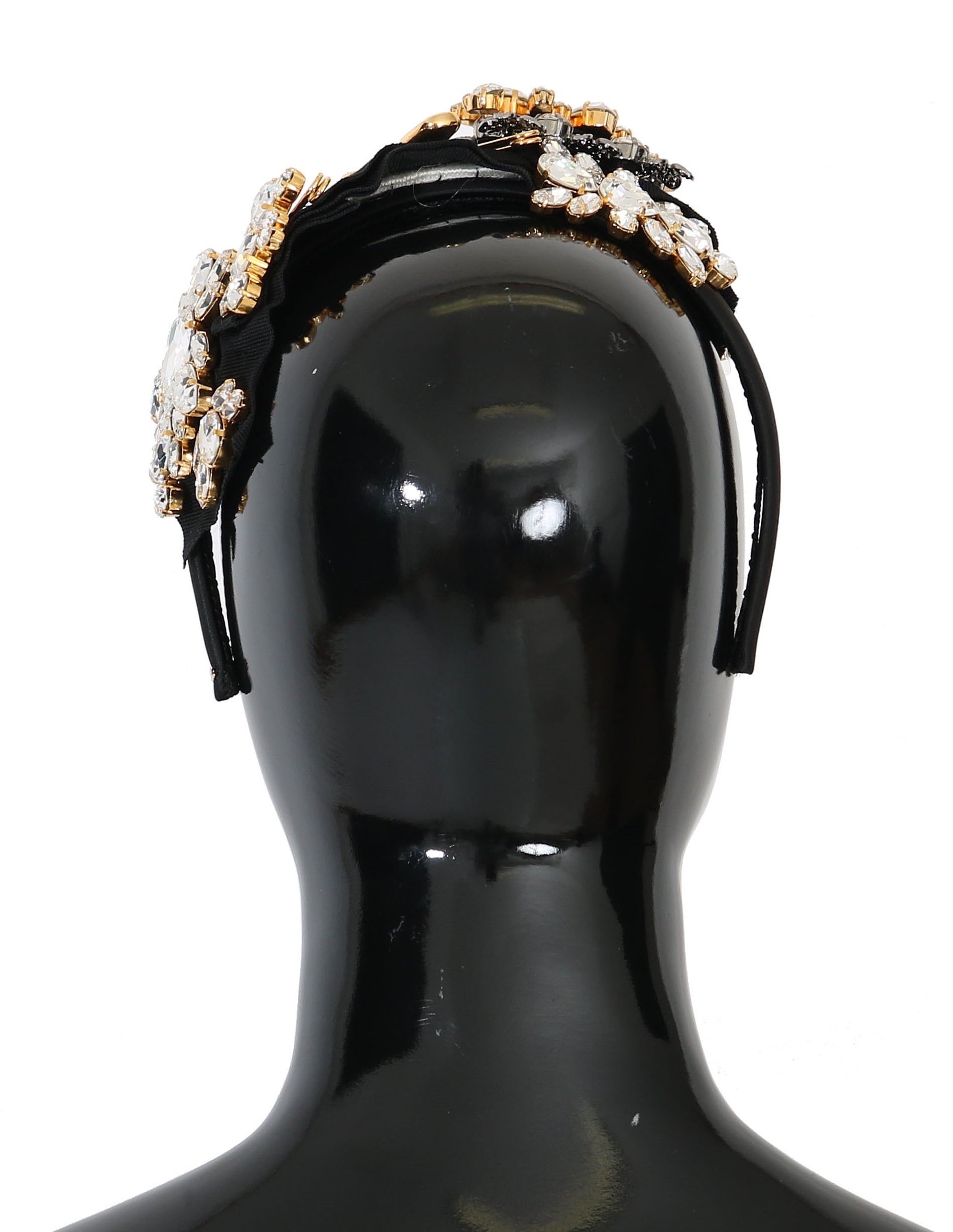 Dolce & Gabbana Black Crystal White Hair Parrucchiera Headband Diadem - ClickThatClicks 
