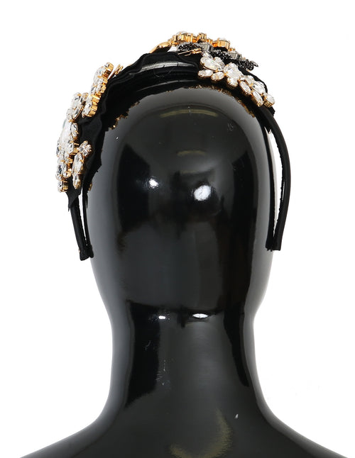 Dolce & Gabbana Black Crystal White Hair Parrucchiera Headband Diadem - ClickThatClicks 