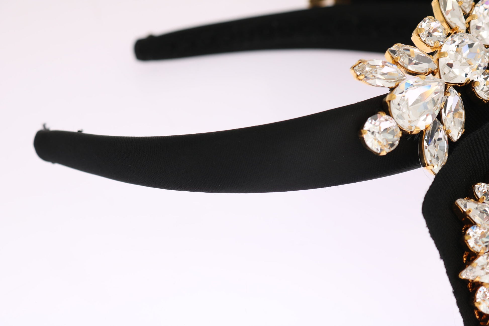 Dolce & Gabbana Black Crystal White Hair Parrucchiera Headband Diadem - ClickThatClicks 