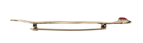 Dolce & Gabbana Silver Brass Crystal Spilla Serpente Brooch Pin - ClickThatClicks 