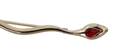 Dolce & Gabbana Silver Brass Crystal Spilla Serpente Brooch Pin - ClickThatClicks 