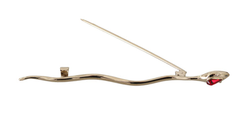 Dolce & Gabbana Silver Brass Crystal Spilla Serpente Brooch Pin - ClickThatClicks 