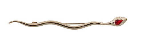 Dolce & Gabbana Silver Brass Crystal Spilla Serpente Brooch Pin - ClickThatClicks 
