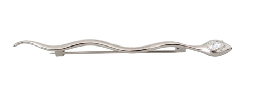 Dolce & Gabbana Silver Brass Crystal Spilla Serpente Mens Brooch Pin - ClickThatClicks 