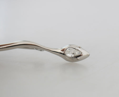 Dolce & Gabbana Silver Brass Crystal Spilla Serpente Mens Brooch Pin - ClickThatClicks 
