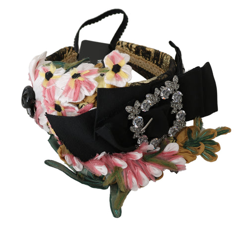 Dolce & Gabbana Multicolor Tiara Floral Crystal Bow Diadem Headband - ClickThatClicks 